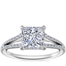 新款 鉑金分叉戒環鑽石訂婚戒指